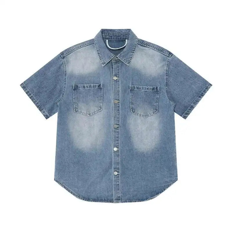 American Style Lapel Denim Short and Shirt