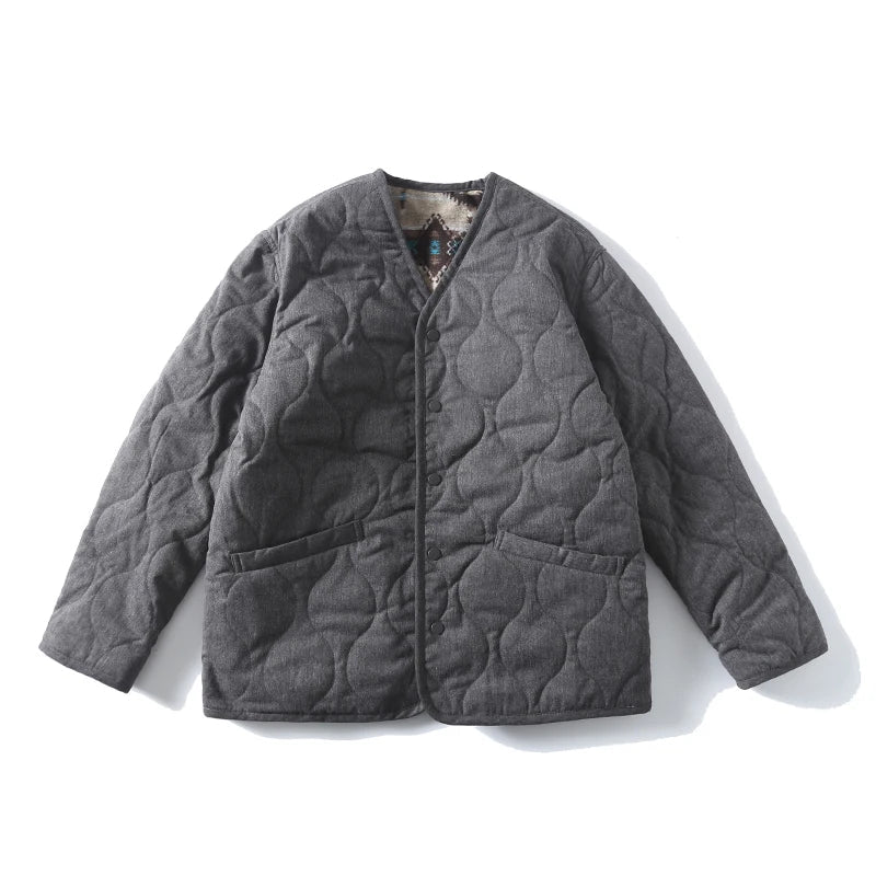 Double Sided Geometric Pattern Puffer Jacket