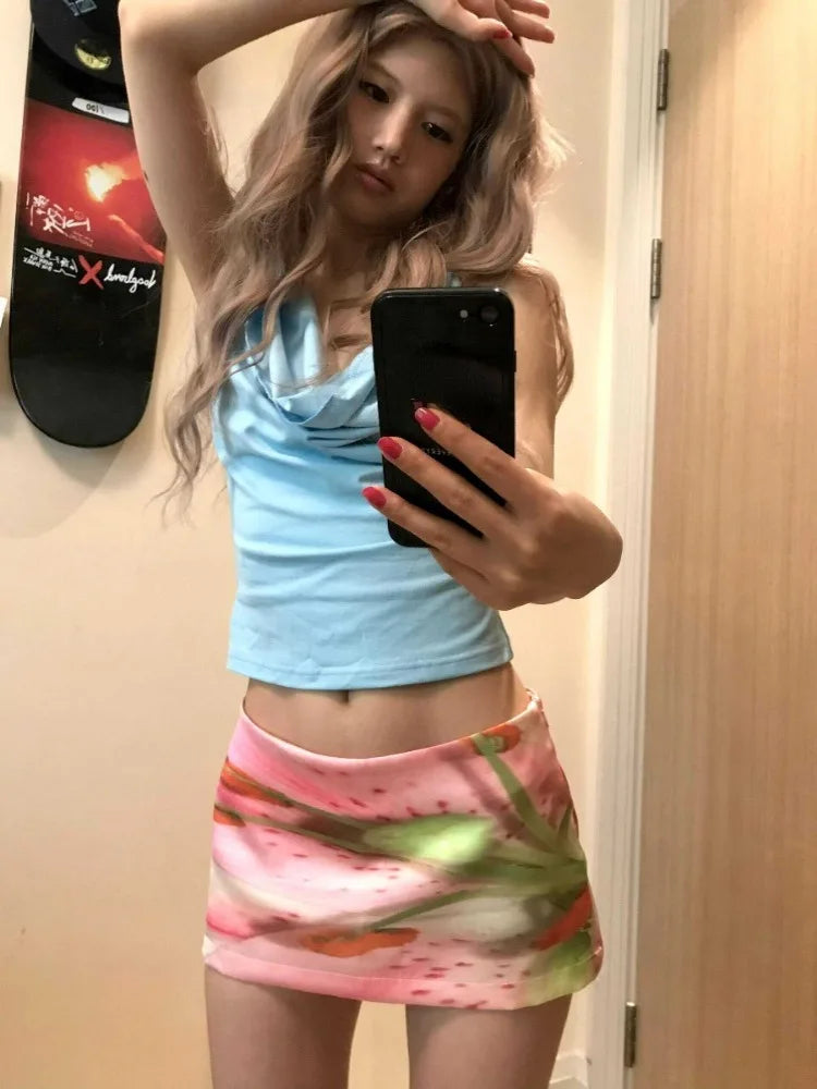 Pink Y2K Aesthetic Mini Skirt