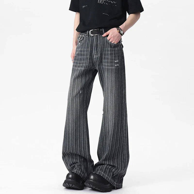 Cowboy Striped Washed Denim Pants