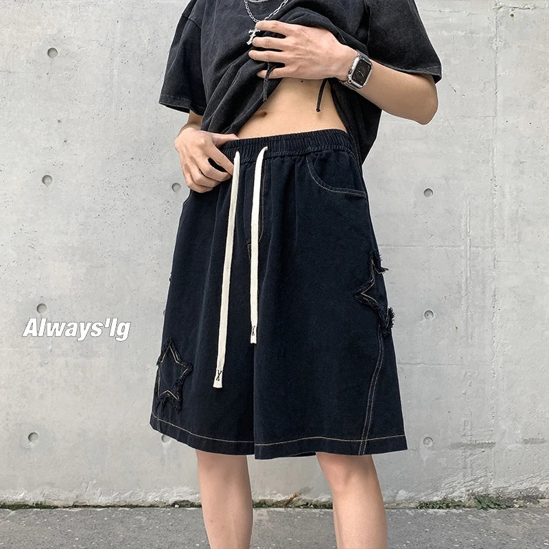 Y2K Drawstring Star Embroidered Shorts
