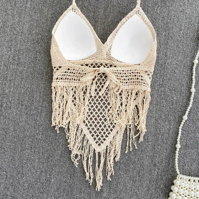 Gestrickte Tanktops und Camisoles für Damen im Bohème-Stil