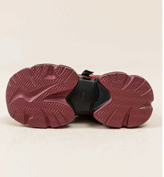 Chunky Leather Plush Color Block Sneakers