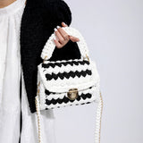 Woven Bag Knitted Shoulder Chunky