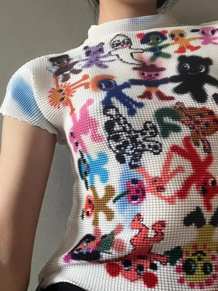 Punk Cartoon Figures Graphic Top