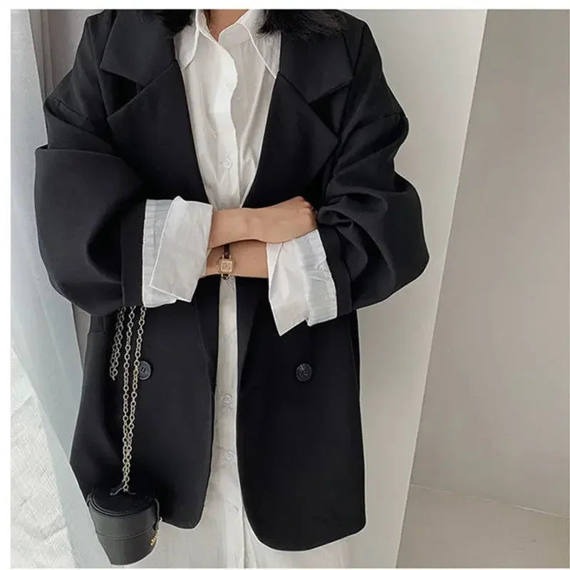 Vintage Loose Women Solid Blazer