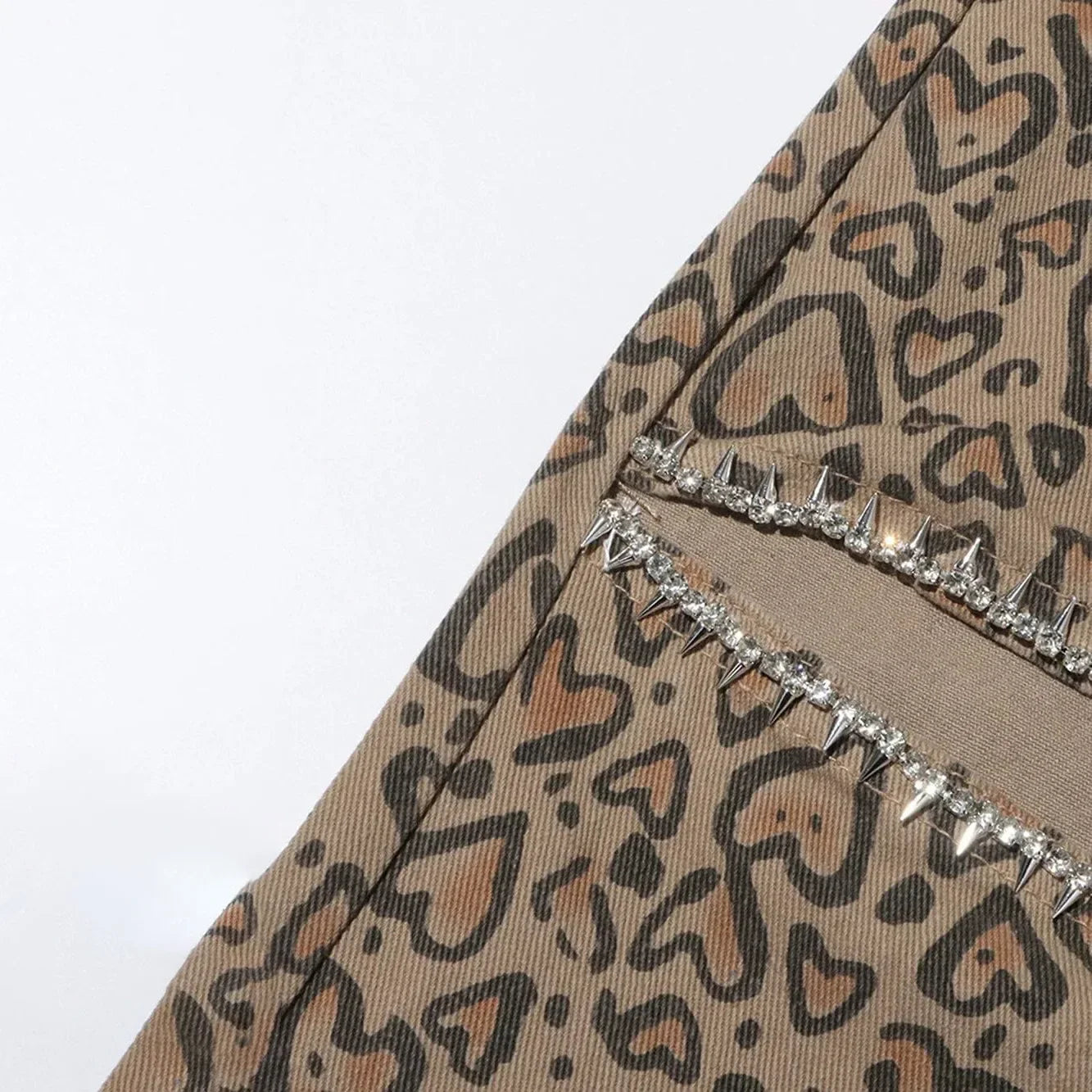 Baddie Leopard Embellished Cut Out Pants