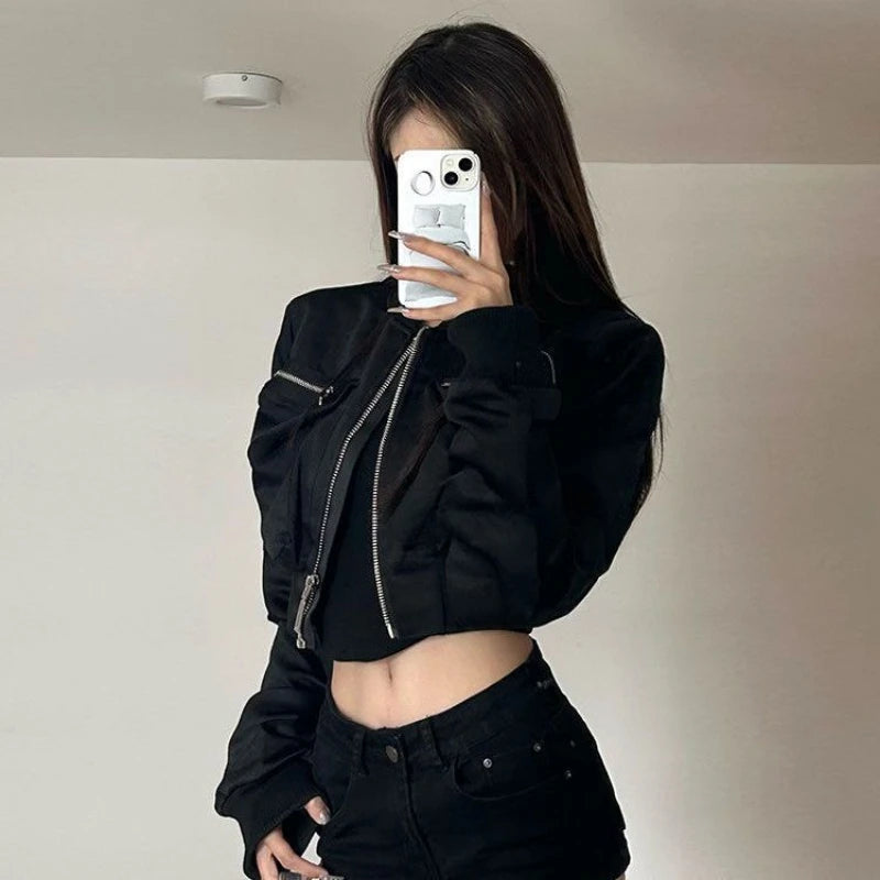Motorcycle Cropped Biker Cropped Windbreaker Jacket