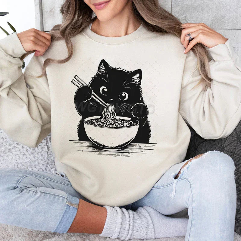 Noodles Cat Print Sweatshirt