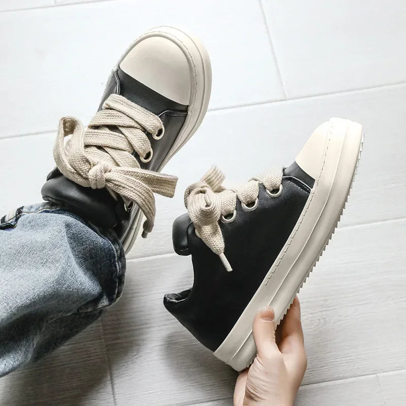 Casual Black Leather Sneakers
