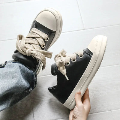 Casual Black Leather Sneakers