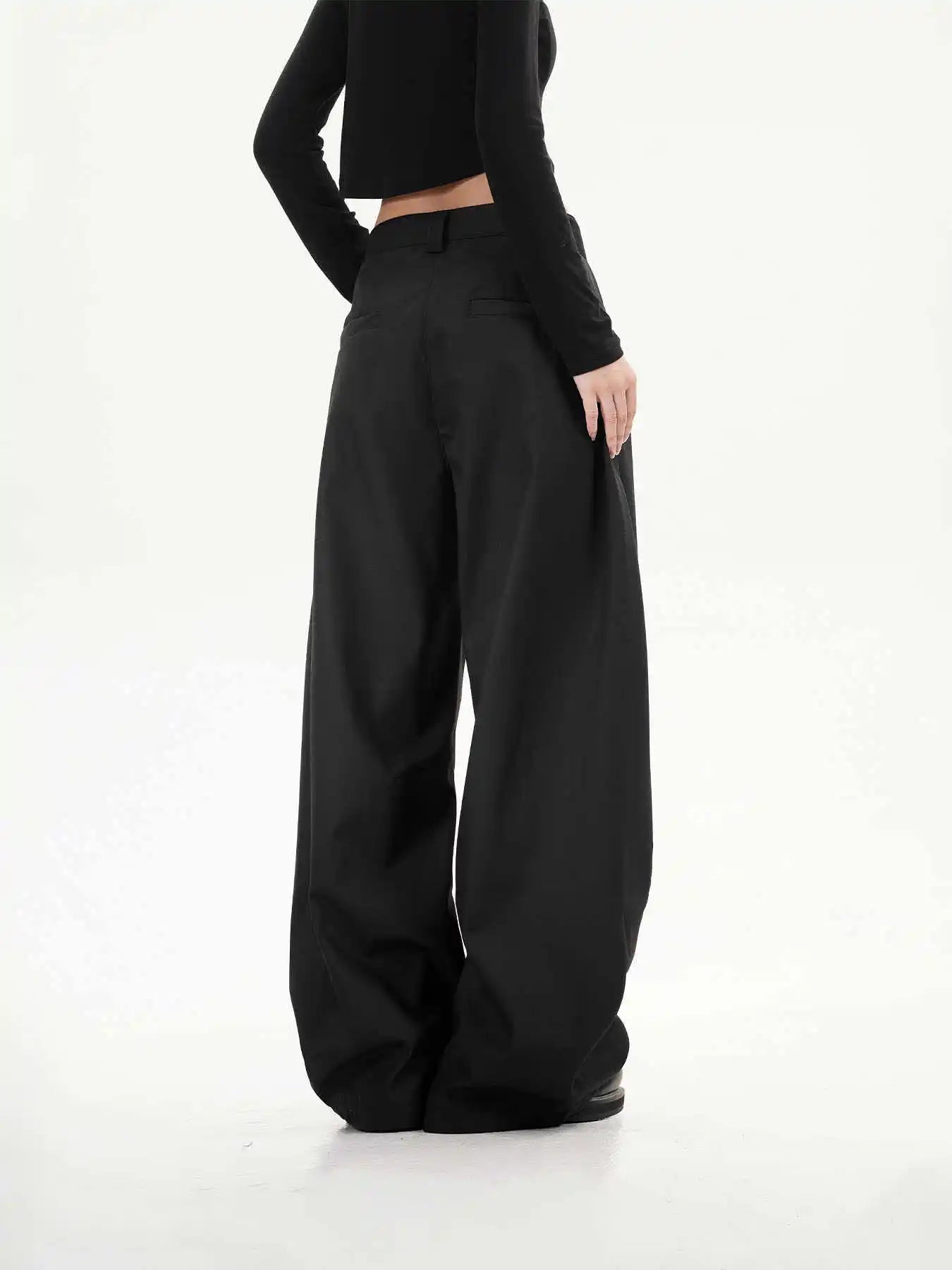 Vintage schwarze weite Hose
