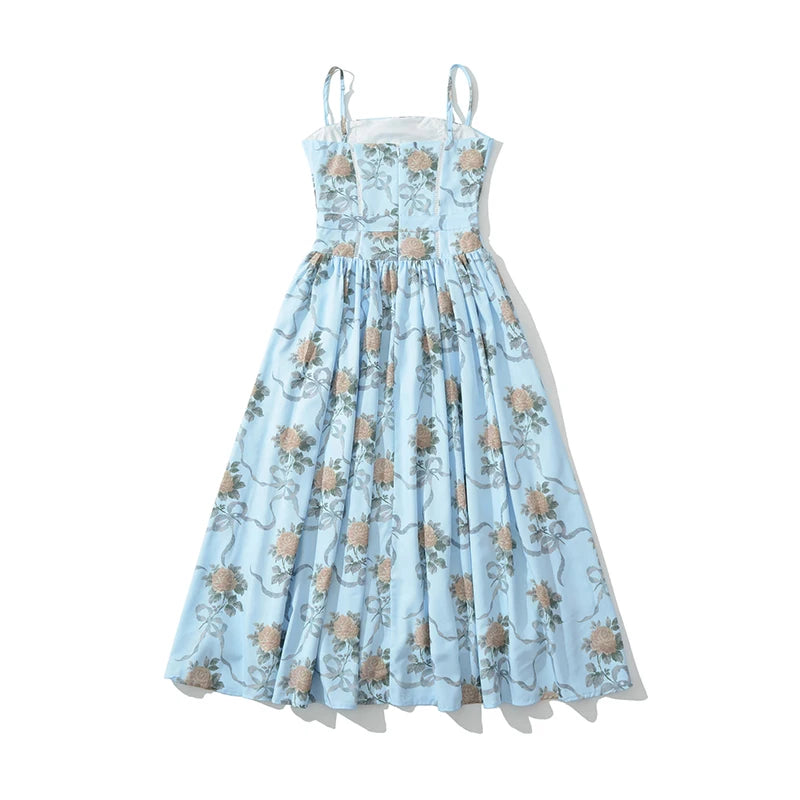Floral Print Elegant Vacation Party Midi Dresse