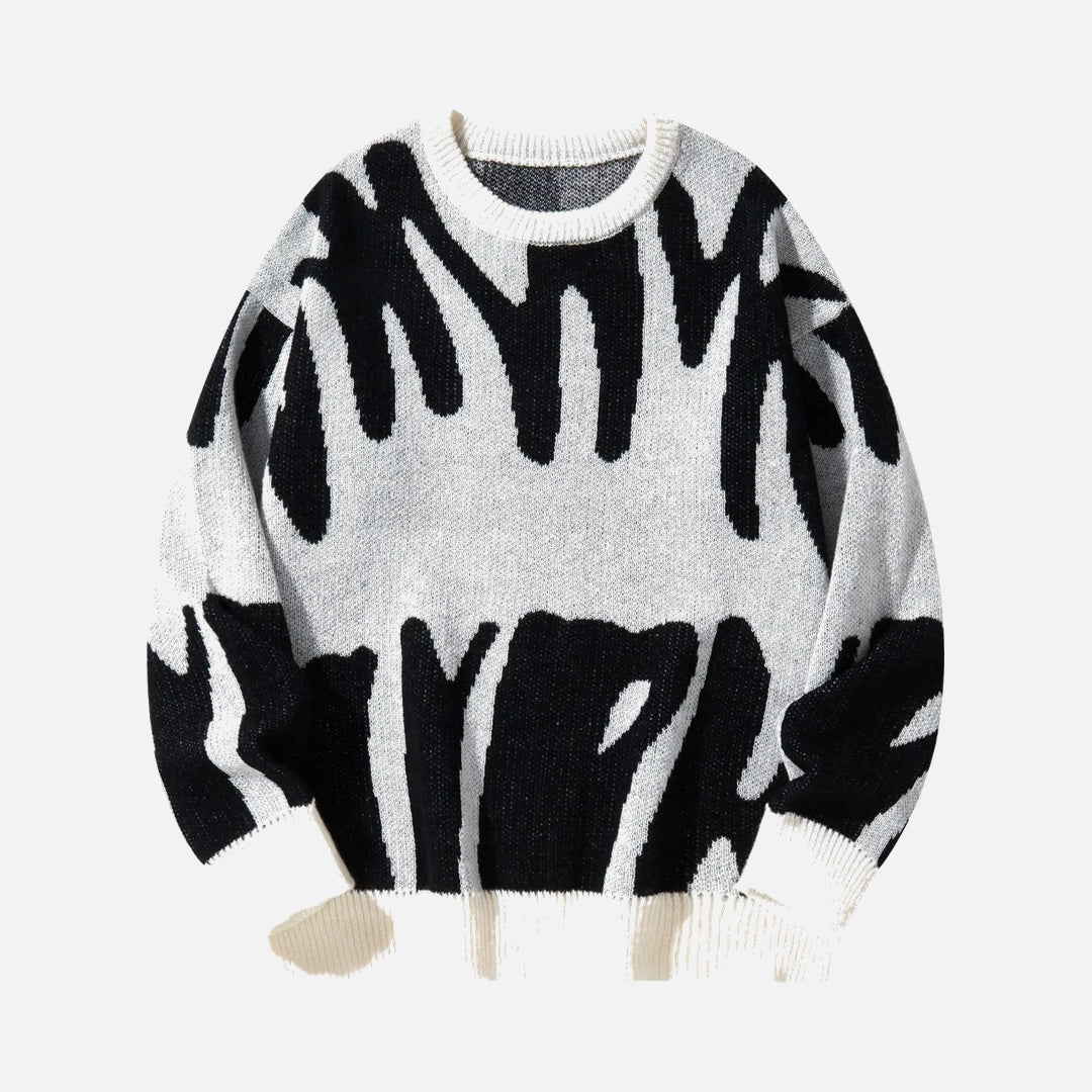 Irregular Jacquard pattern O-neck Sweater