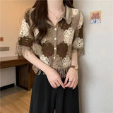 Versatile Minimalist Knitted Color Block Shirt
