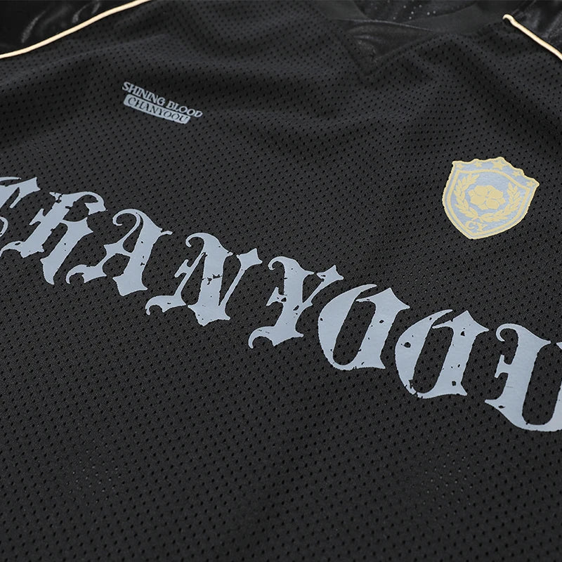 Breathable Spliced Letter Patchwork T-Shirt