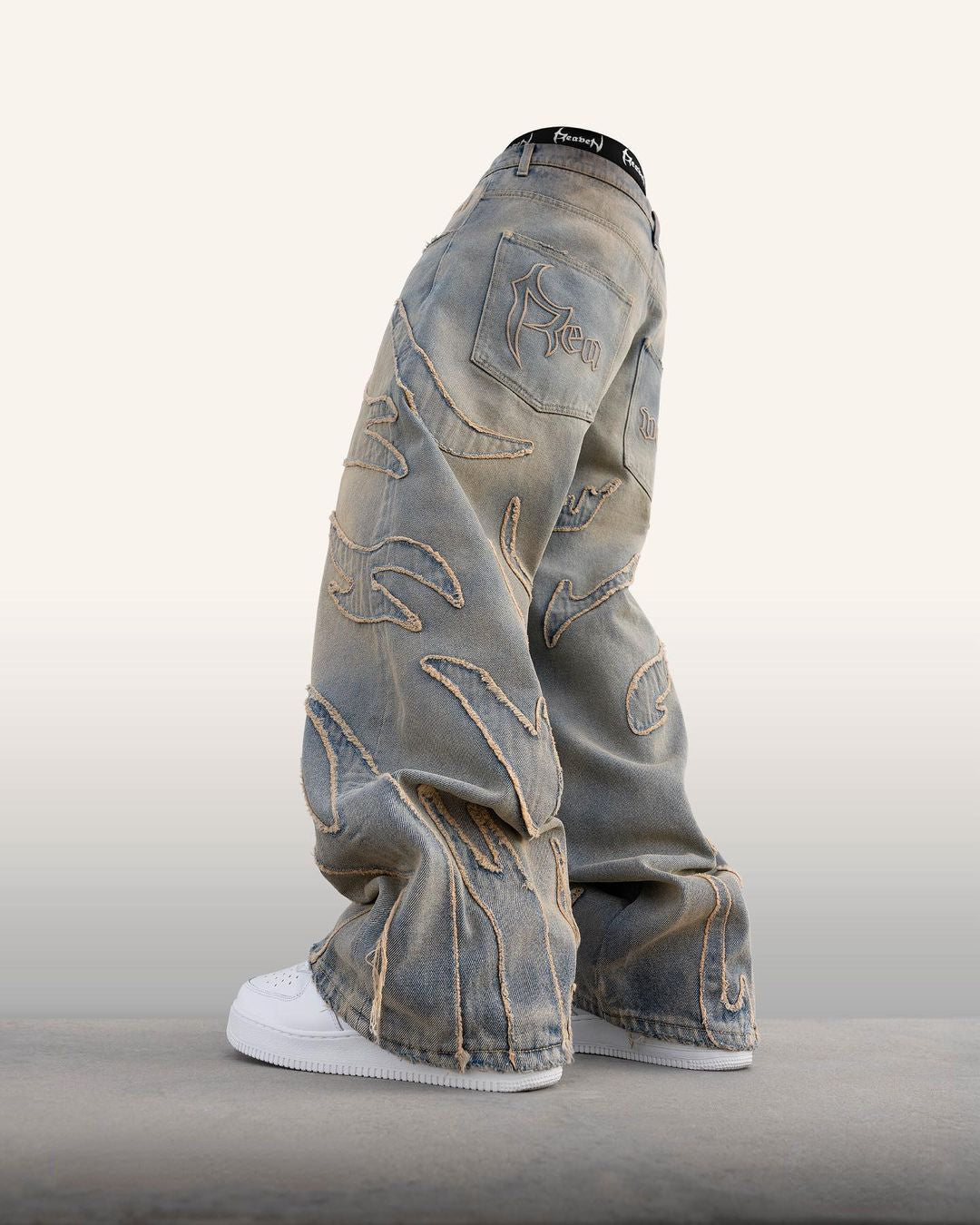Retro Patchwork High Waist Jeans