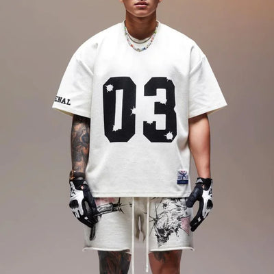 American Sports Patchwork Casual T-Shirt