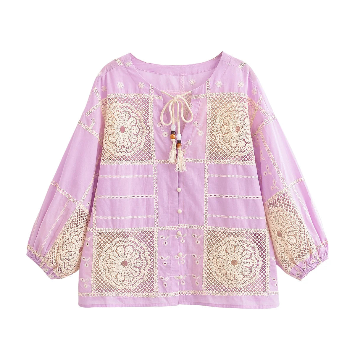 Vintage Embroidery Pink Blouse
