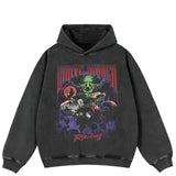 Oversized Black Graphic Black Hoodie