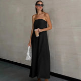 Maxivestido de lino sin tirantes y con cuello halter