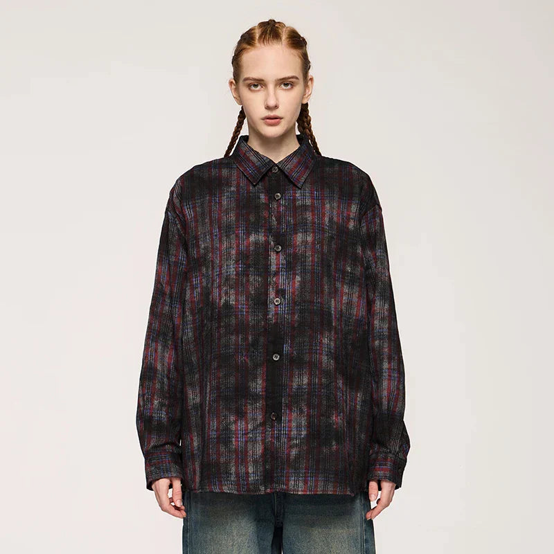 Y2K Plaid Checkered Dark Style Shirt