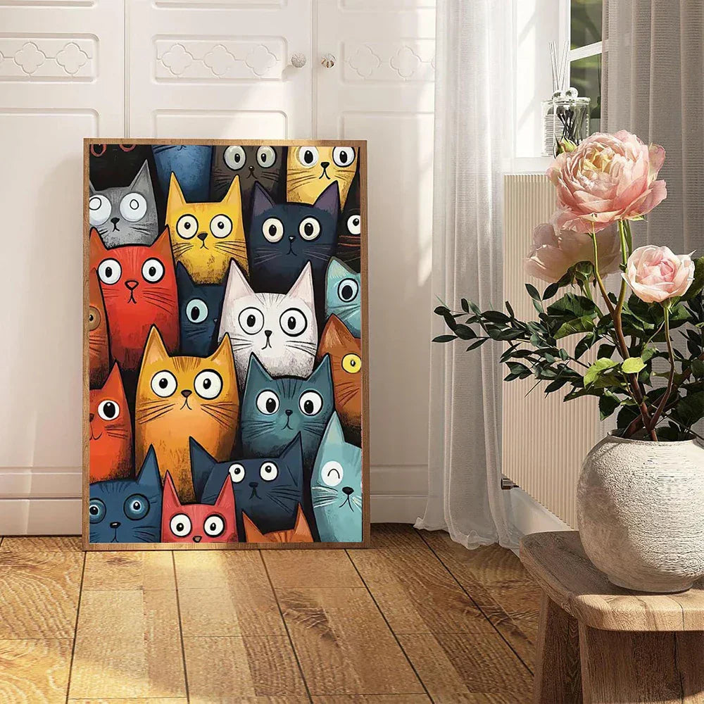 Nordic Cartoon Cat Art