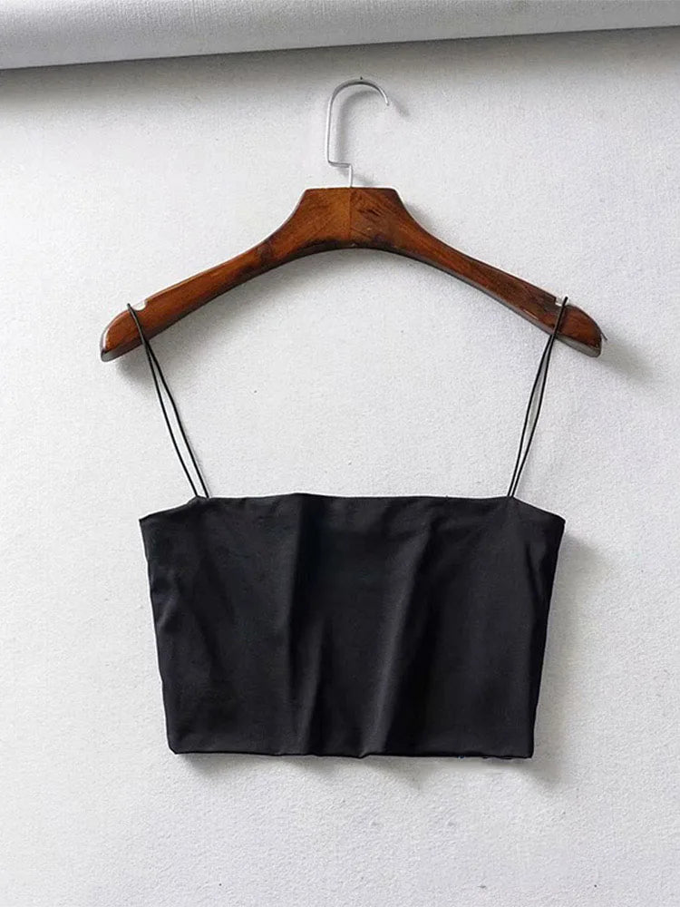 Women's Elastic Cotton Camis Crop Top