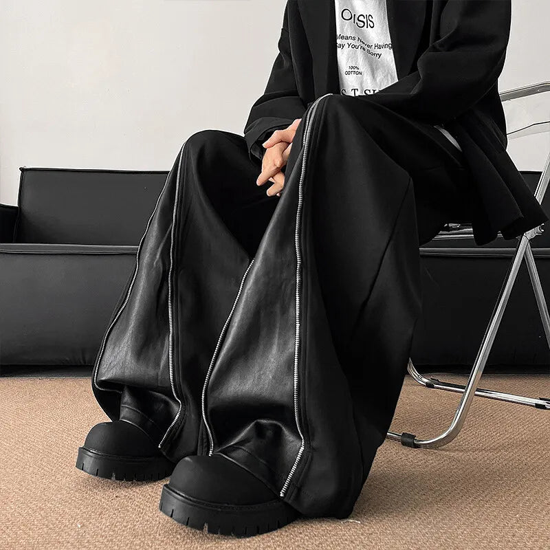 Zipper Wide Leg Pants