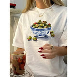 Vintage Geometric Olive Print Summer T-Shirt