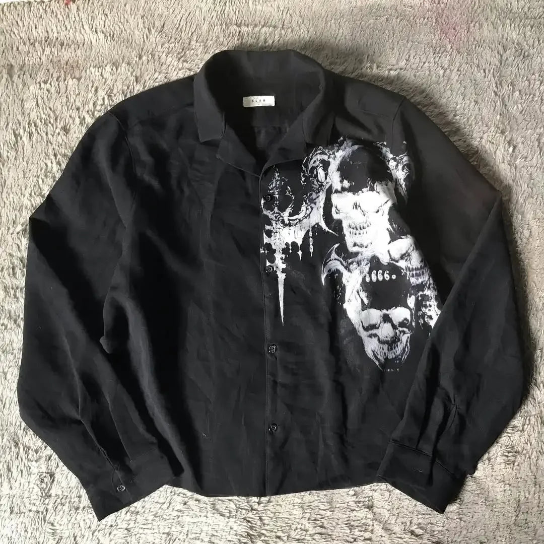 Y2K Retro Skull Print Shirt