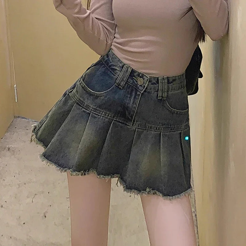 High Waist Denim Mini Skirts