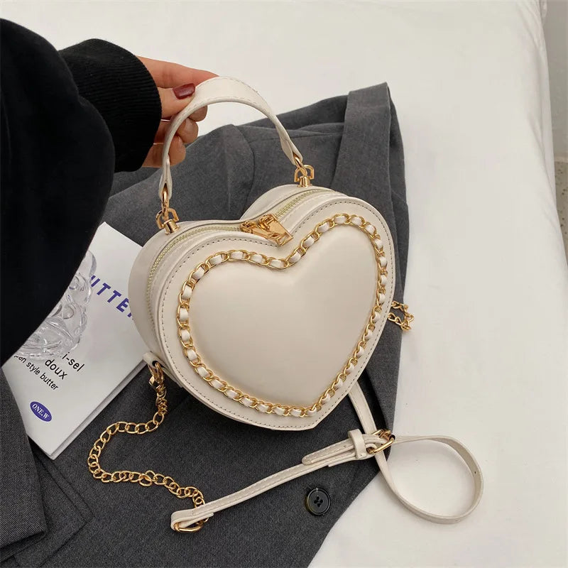 Red Heart Chain Crossbody Bag