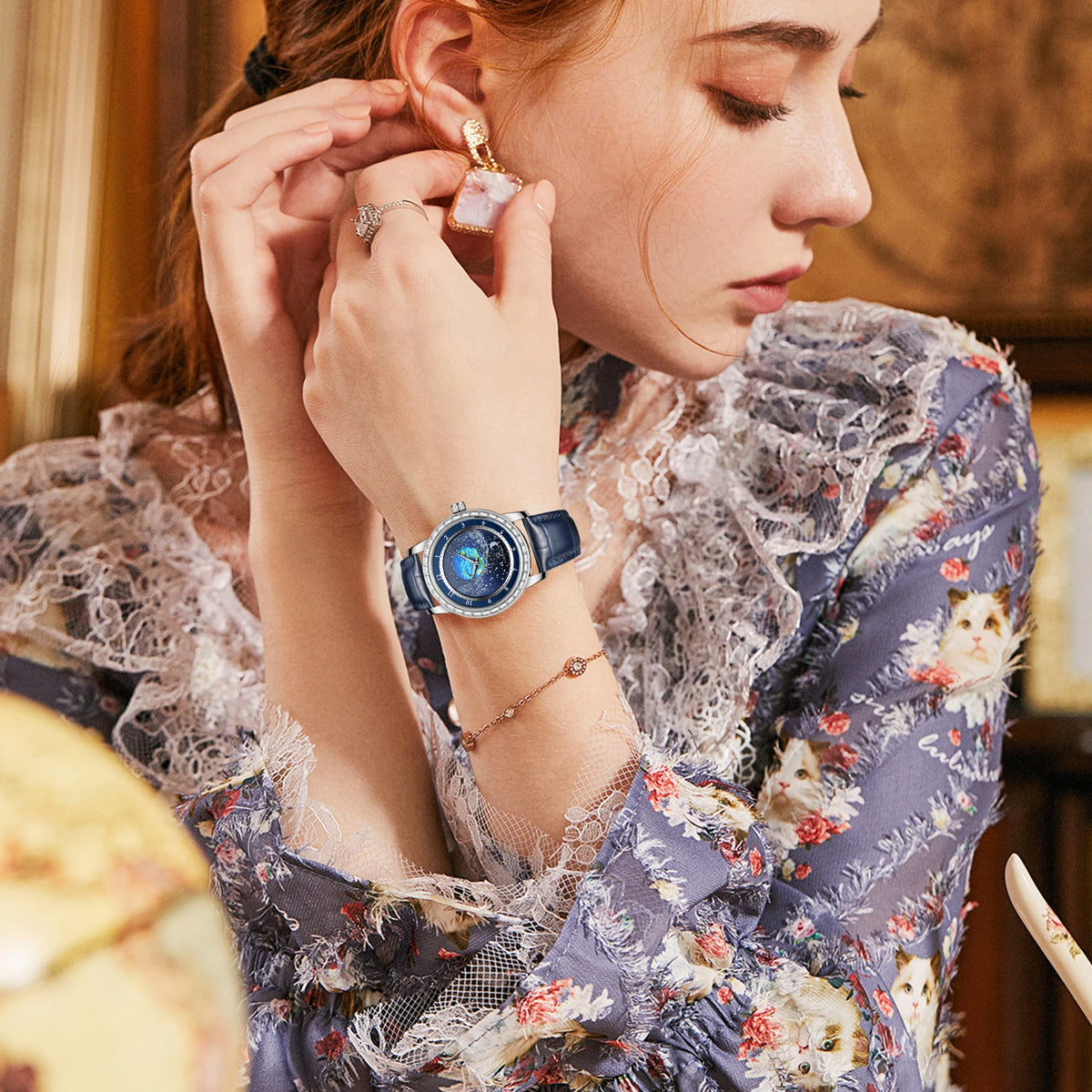 Earth Star Moon Set With Diamonds Watch