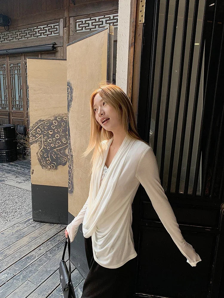 Korean Patchwork Lace Long Sleeve Blouse