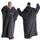 Extra Long Wearable Flannel Hooded Blanket
