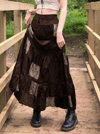 Fairycore Patchwork Maxi Skirt