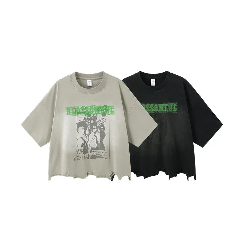 Vintage Distressed Cropped T-Shirt
