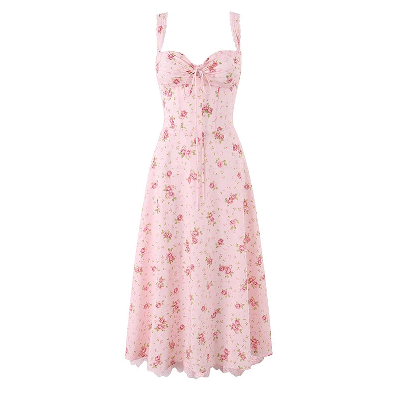 Women Pink Floral Corset Dress