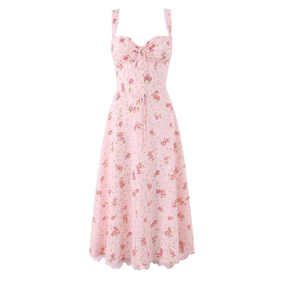 Damen rosa Blumen-Korsettkleid