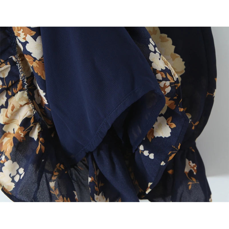 French Vacation-style Floral Print Sleeveless Dress