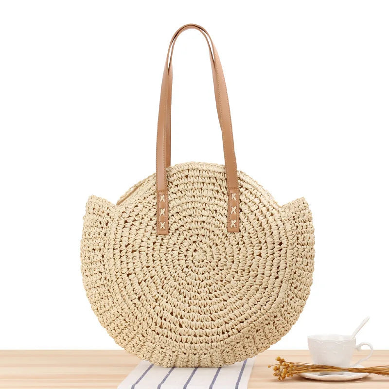 Grandma Aesthetic Woven Beach Shoulder Bag