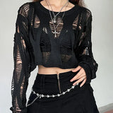 Y2K Grunge Distressed Knitted Sweater