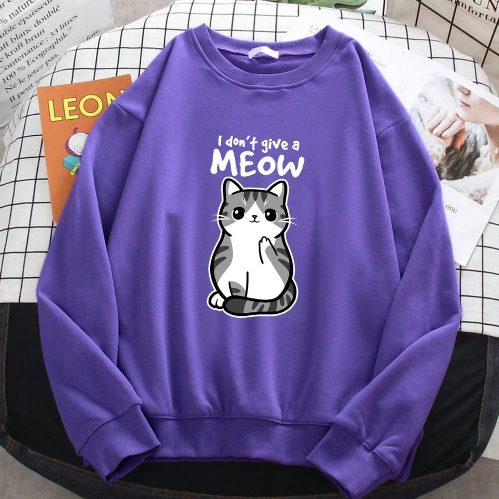I Don't Give A Meow Cat Print Sweatshirt