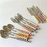 Retro Checkerboard Cutlery Set