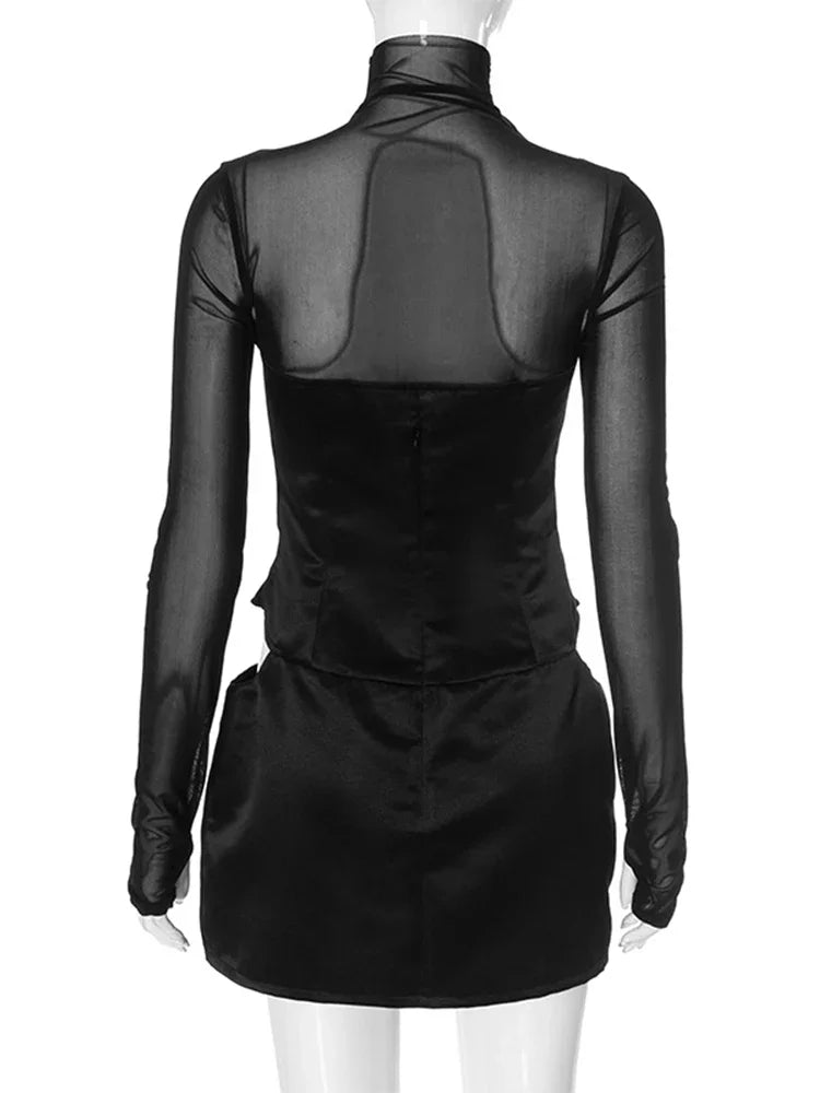 Baddie Cut Out Sheer Mini Dress