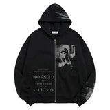 Gothic Punk Zipper Black Hoodie