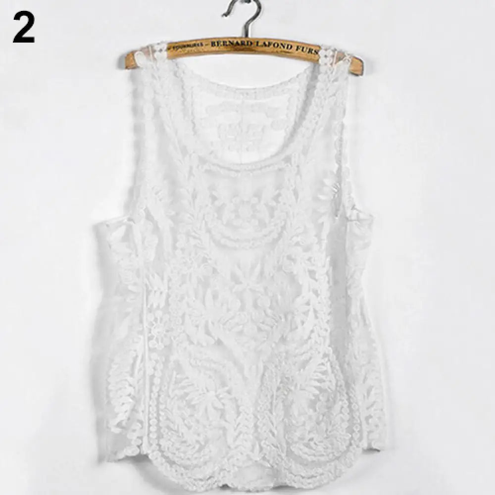 Handmade Vintage Women's Sleeveless Lace Tank Top
