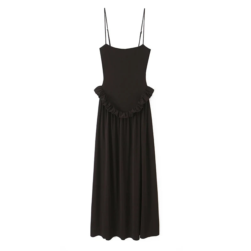Elegant Dark Brown Maxi Dress