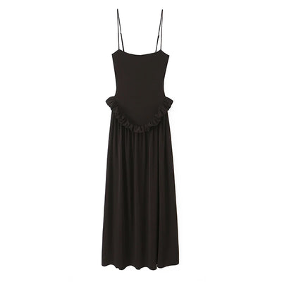 Vestido maxi elegante marrón oscuro